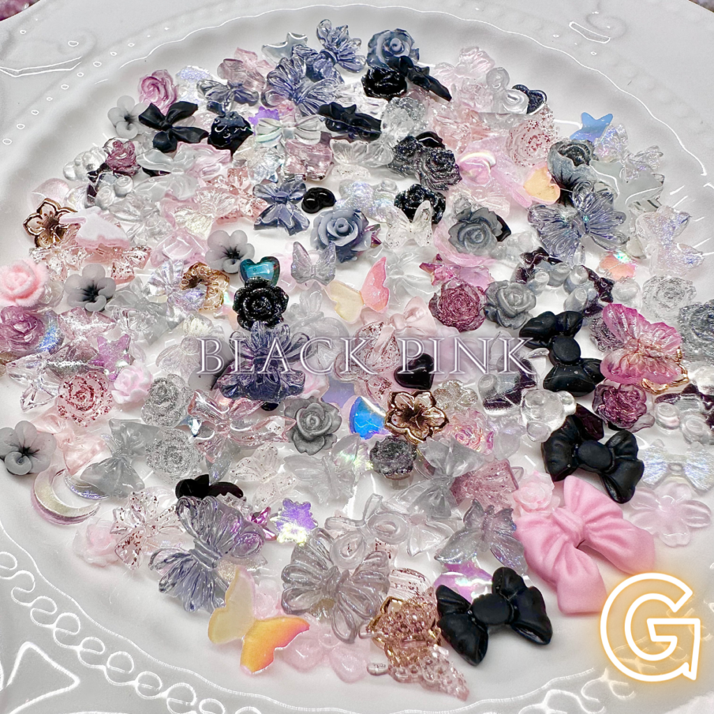 Assorted Mini Nail Charms - Color G/Black Pink